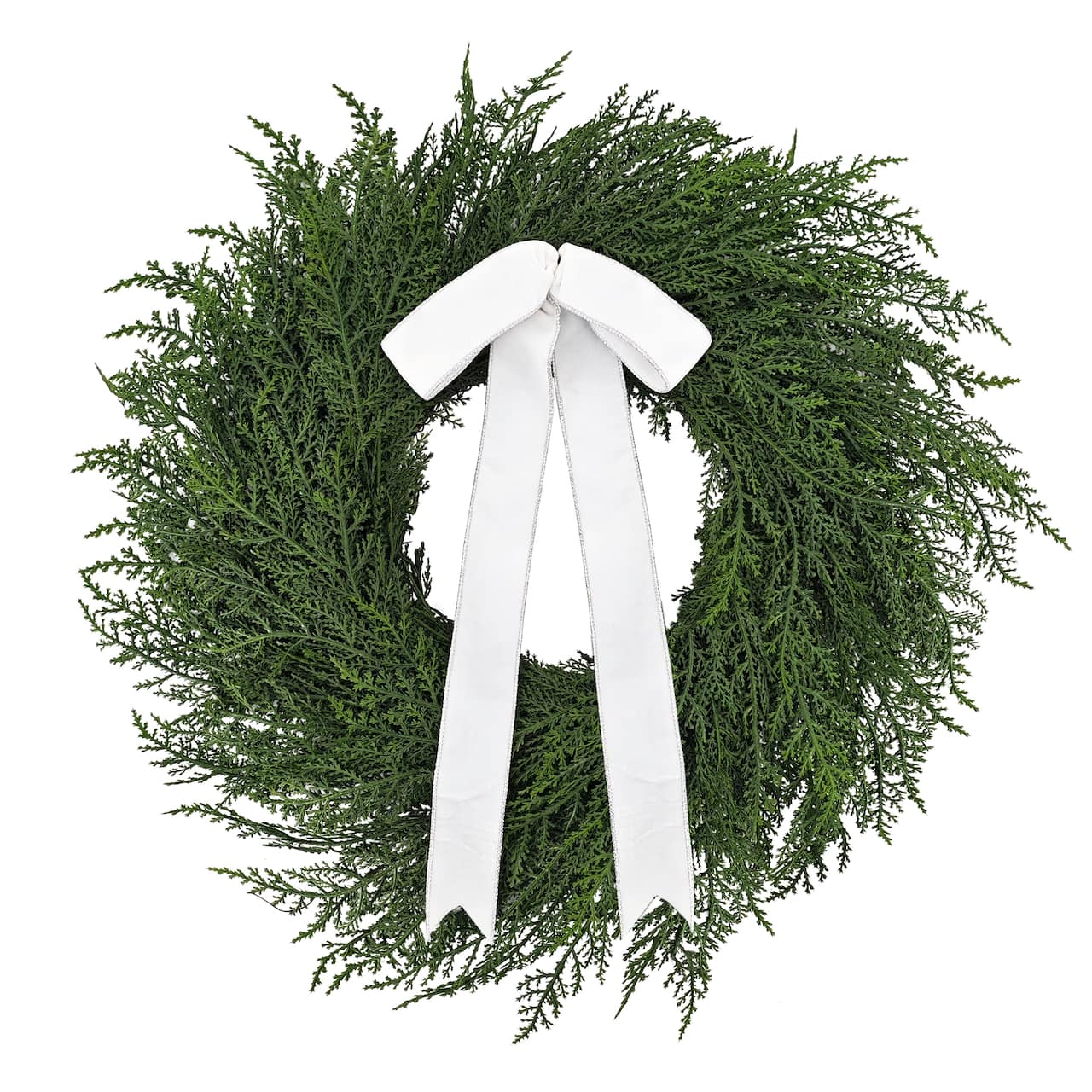 22" Artificial PE Cypress Christmas Wreath with Bow